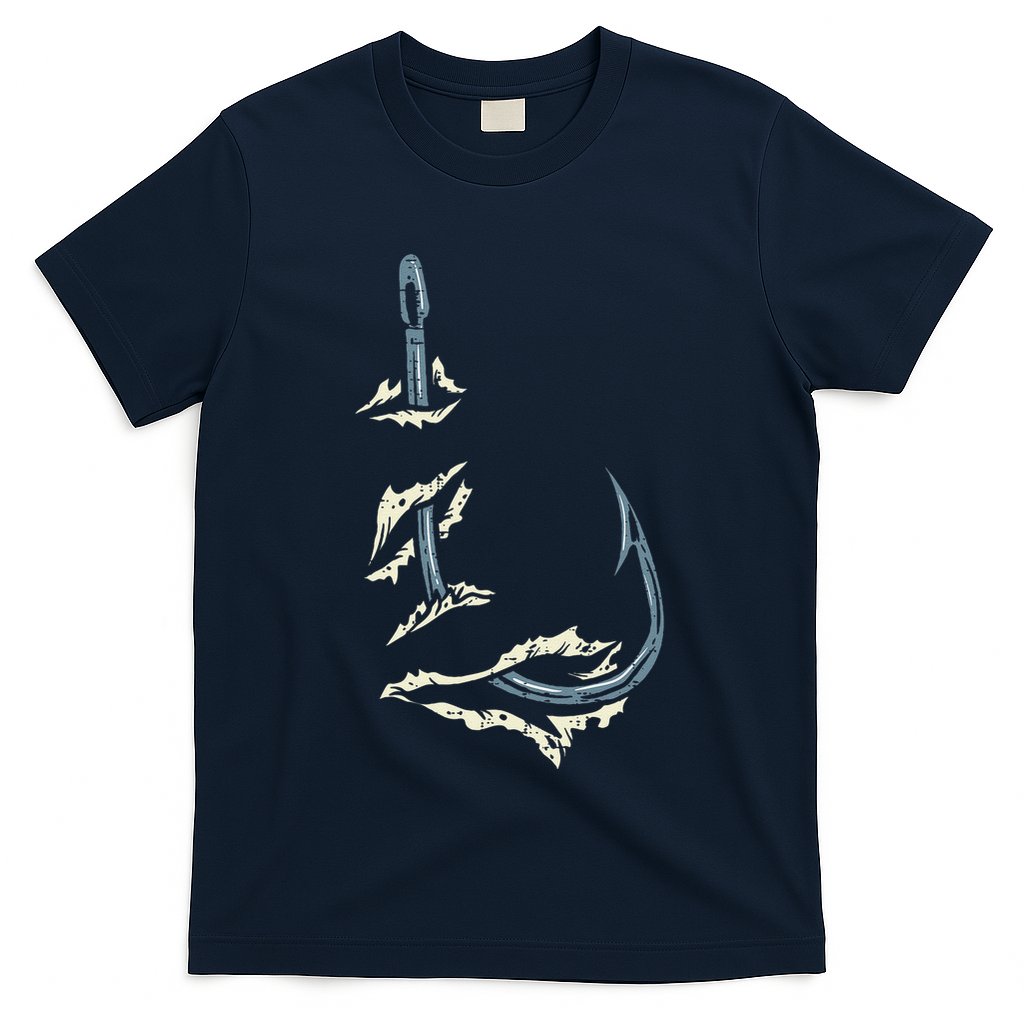 Fish Hook Cool Fishing Fisher Fisherman Angler Dad T-Shirt