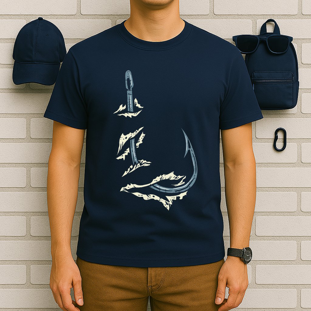 Fish Hook Cool Fishing Fisher Fisherman Angler Dad T-Shirt