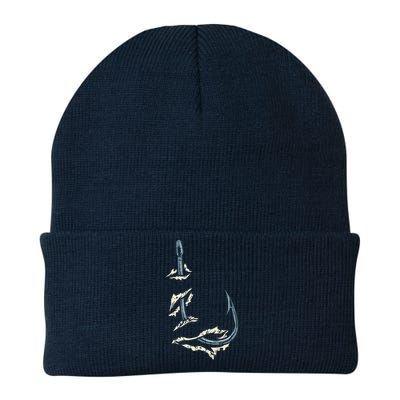 Fish Hook Cool Fishing Fisher Fisherman Angler Dad Knit Cap Winter Beanie