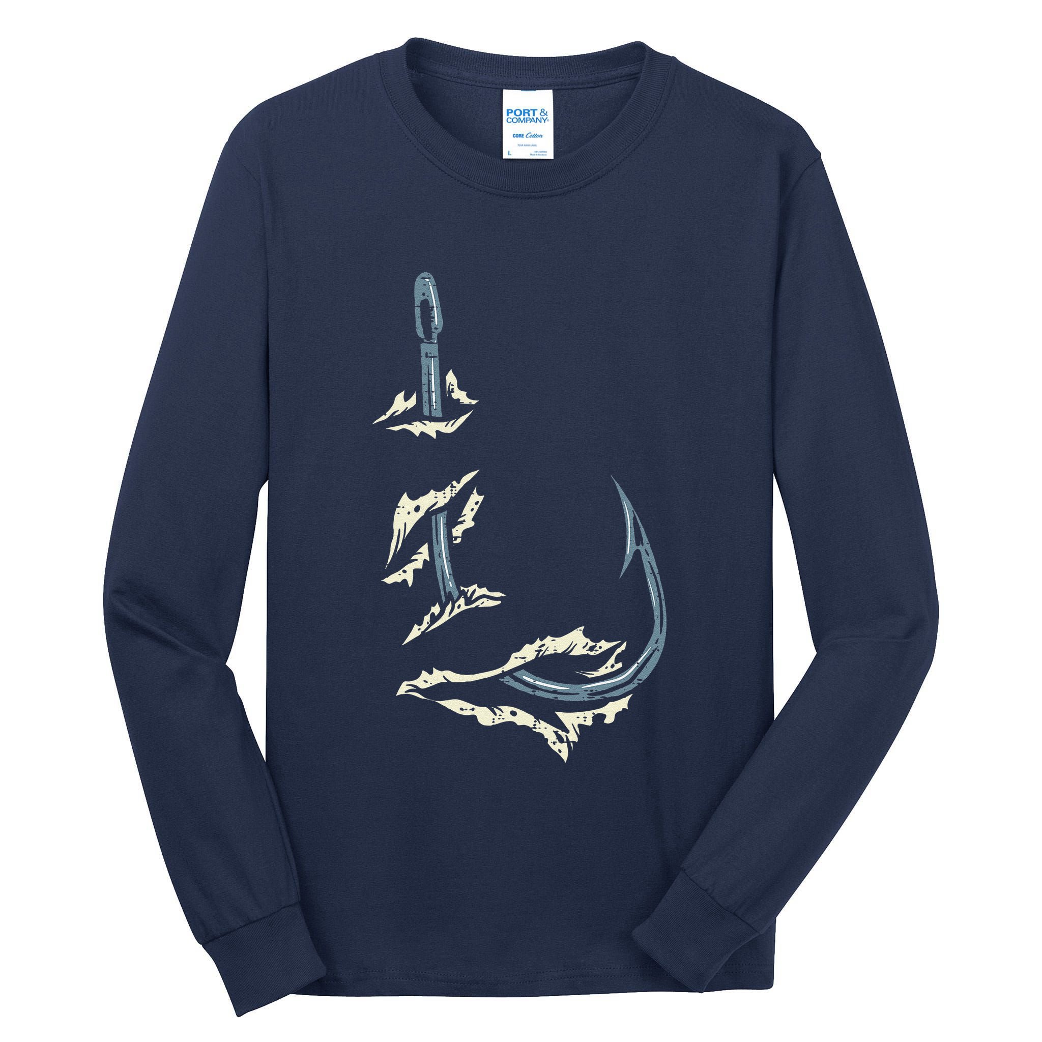 Fish Hook Cool Fishing Fisher Fisherman Angler Dad Tall Long Sleeve T-Shirt