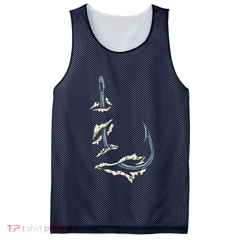 Fish Hook Cool Fishing Fisher Fisherman Angler Dad Mesh Reversible Basketball Jersey Tank