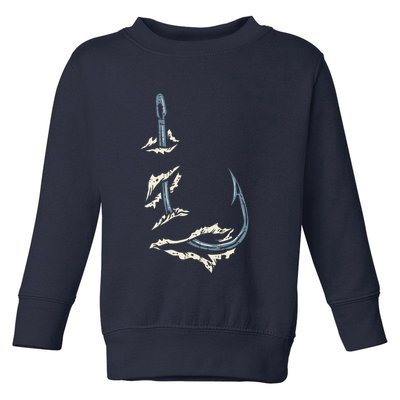 Fish Hook Cool Fishing Fisher Fisherman Angler Dad Toddler Sweatshirt