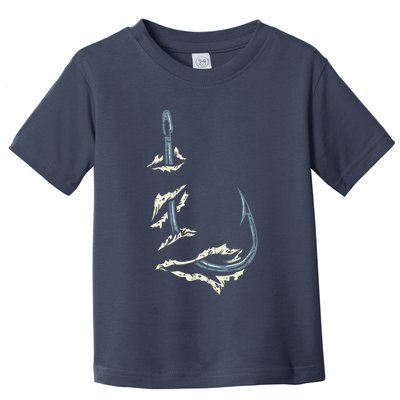 Fish Hook Cool Fishing Fisher Fisherman Angler Dad Toddler T-Shirt