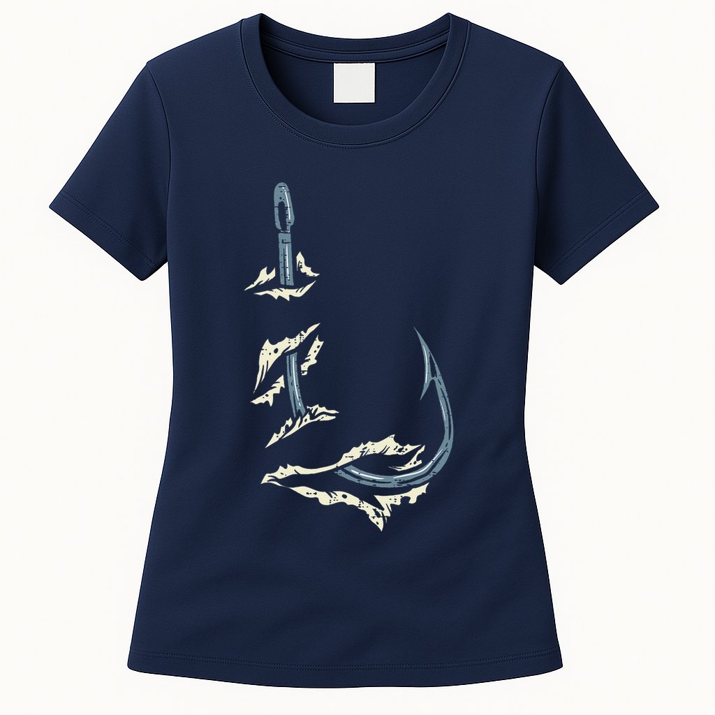 Fish Hook Cool Fishing Fisher Fisherman Angler Dad Womens T-Shirt