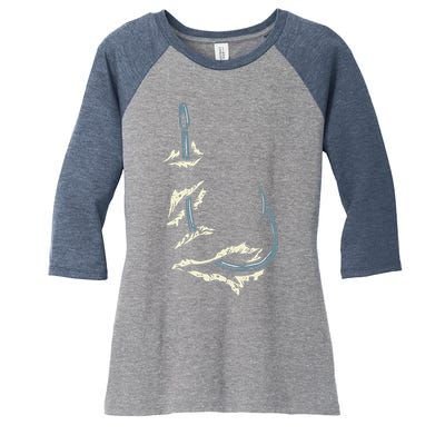Fish Hook Cool Fishing Fisher Fisherman Angler Dad Women's Tri-Blend 3/4-Sleeve Raglan Shirt