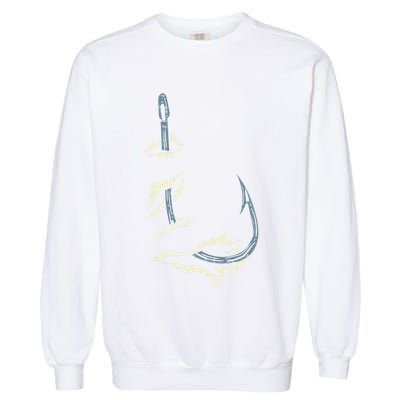 Fish Hook Cool Fishing Fisher Fisherman Angler Dad Garment-Dyed Sweatshirt