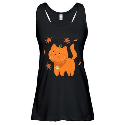 Funny Halloween Cat Cat Pumpkin Jack O Lantern Gift Ladies Essential Flowy Tank