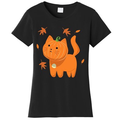 Funny Halloween Cat Cat Pumpkin Jack O Lantern Gift Women's T-Shirt