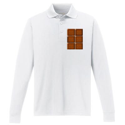 Funny Halloween Costume Chocolate Bar Performance Long Sleeve Polo