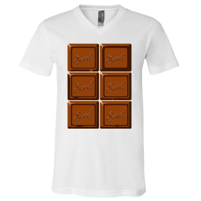 Funny Halloween Costume Chocolate Bar V-Neck T-Shirt