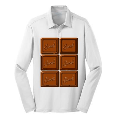 Funny Halloween Costume Chocolate Bar Silk Touch Performance Long Sleeve Polo