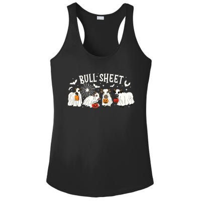 Funny Halloween Cow Bull Sheet Cow Ghost Spooky Season Farm Ladies PosiCharge Competitor Racerback Tank