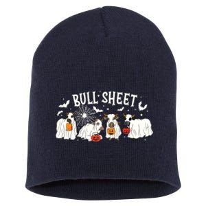 Funny Halloween Cow Bull Sheet Cow Ghost Spooky Season Farm Short Acrylic Beanie