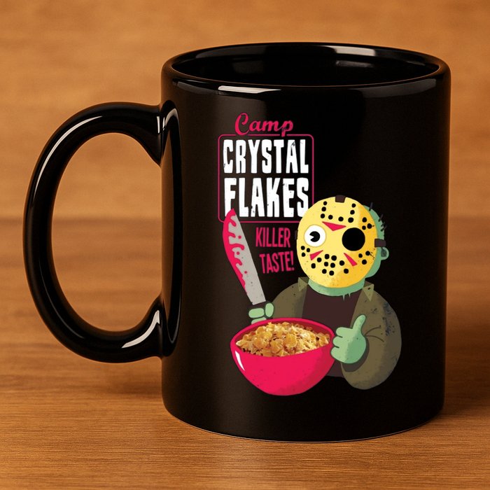Funny Halloween Camp Crystal Flakes 11oz C Handle Ceramic Mug