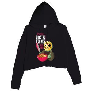 Funny Halloween Camp Crystal Flakes Crop Fleece Hoodie