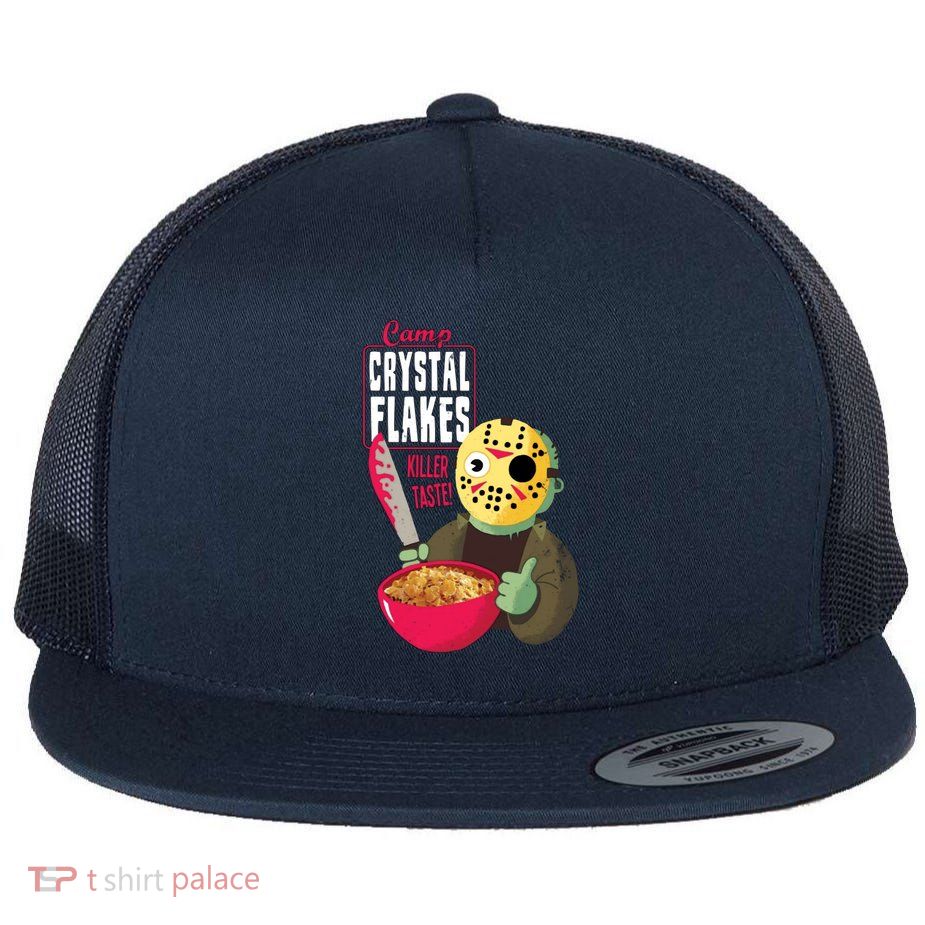 Funny Halloween Camp Crystal Flakes Flat Bill Trucker Hat