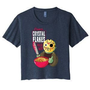 Funny Halloween Camp Crystal Flakes Women's Crop Top Tee