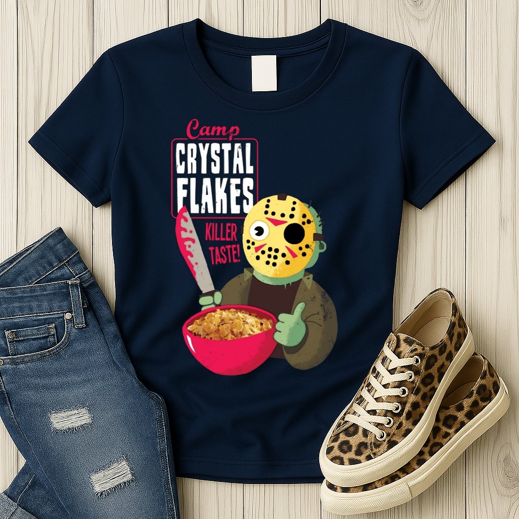 Funny Halloween Camp Crystal Flakes Womens T-Shirt