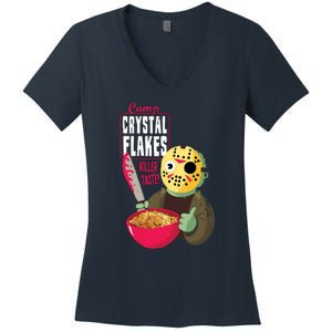 Funny Halloween Camp Crystal Flakes Women's V-Neck T-Shirt