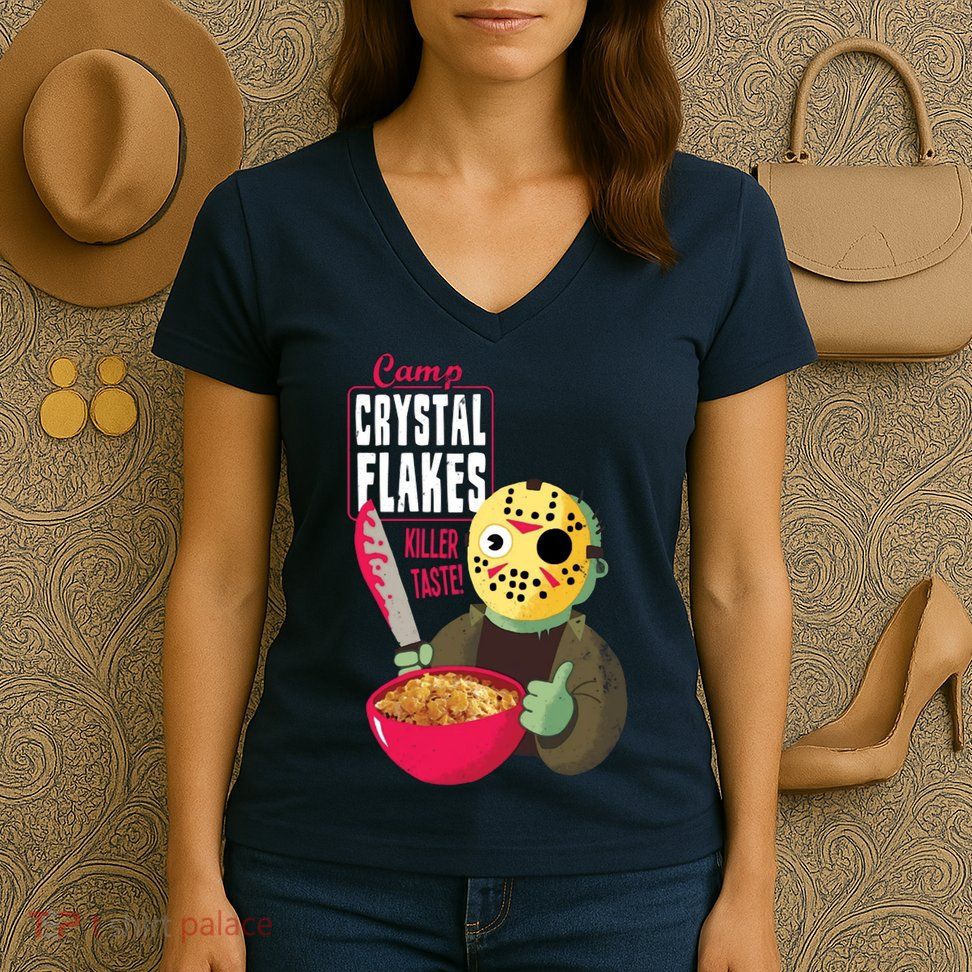 Funny Halloween Camp Crystal Flakes Women's V-Neck T-Shirt