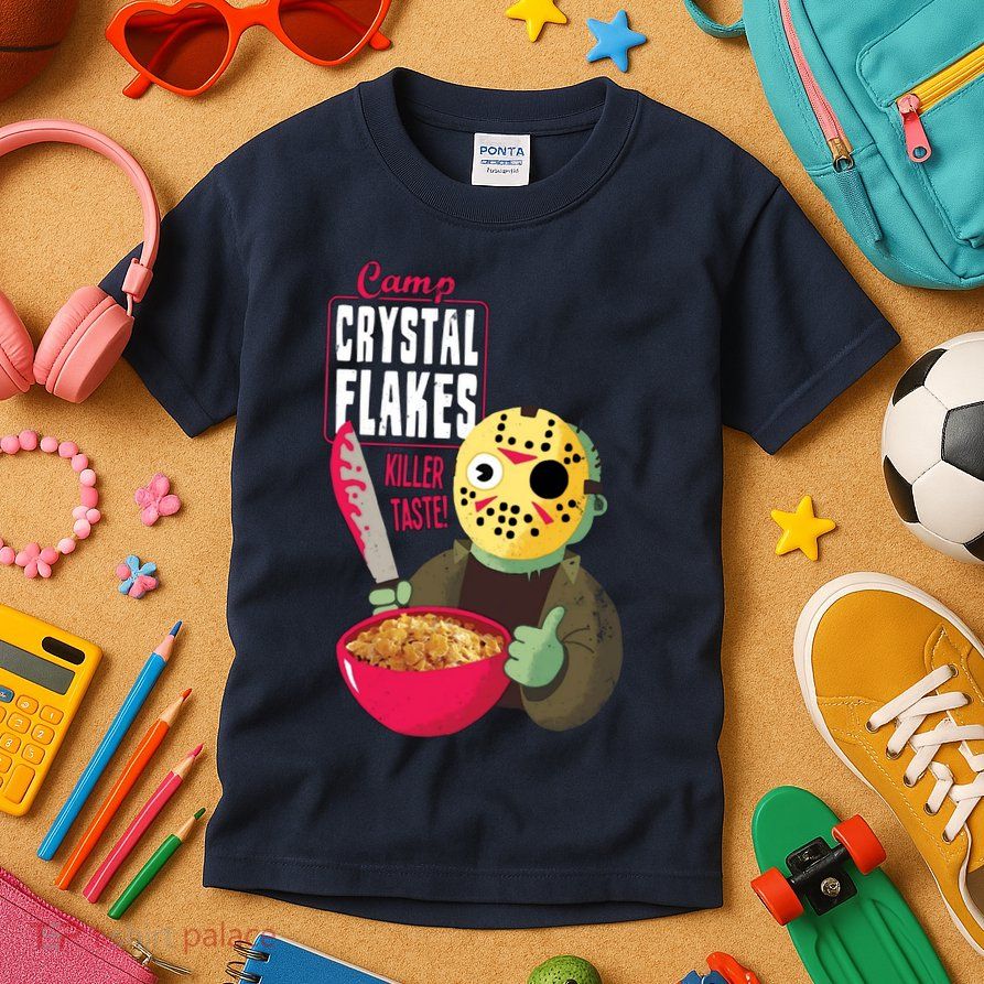Funny Halloween Camp Crystal Flakes Kids T-Shirt
