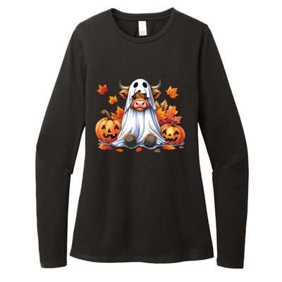 Funny Halloween Cow Bull Sheet Cow Ghost Spooky Season Farm Womens CVC Long Sleeve Shirt