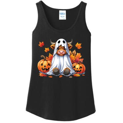 Funny Halloween Cow Bull Sheet Cow Ghost Spooky Season Farm Ladies Essential Tank