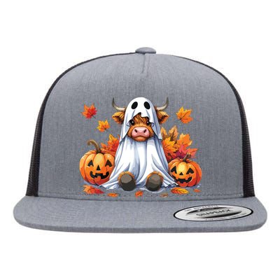 Funny Halloween Cow Bull Sheet Cow Ghost Spooky Season Farm Flat Bill Trucker Hat