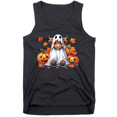 Funny Halloween Cow Bull Sheet Cow Ghost Spooky Season Farm Tank Top