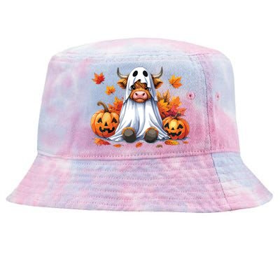 Funny Halloween Cow Bull Sheet Cow Ghost Spooky Season Farm Tie-Dyed Bucket Hat