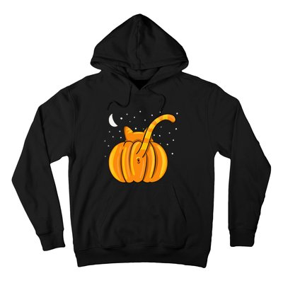 Funny Halloween Cat Butt Pumpkin Orange Tabby Lover Hoodie