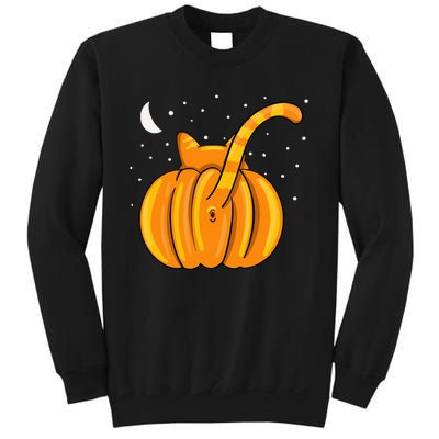 Funny Halloween Cat Butt Pumpkin Orange Tabby Lover Sweatshirt