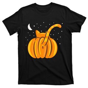 Funny Halloween Cat Butt Pumpkin Orange Tabby Lover T-Shirt