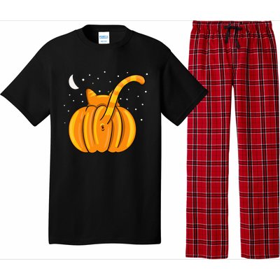 Funny Halloween Cat Butt Pumpkin Orange Tabby Lover Pajama Set