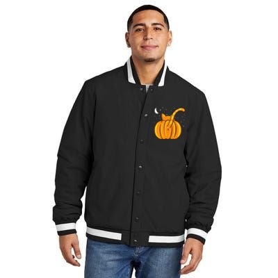 Funny Halloween Cat Butt Pumpkin Orange Tabby Lover Insulated Varsity Jacket