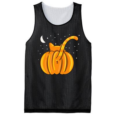 Funny Halloween Cat Butt Pumpkin Orange Tabby Lover Mesh Reversible Basketball Jersey Tank