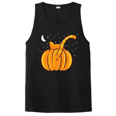 Funny Halloween Cat Butt Pumpkin Orange Tabby Lover PosiCharge Competitor Tank