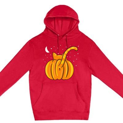 Funny Halloween Cat Butt Pumpkin Orange Tabby Lover Premium Pullover Hoodie