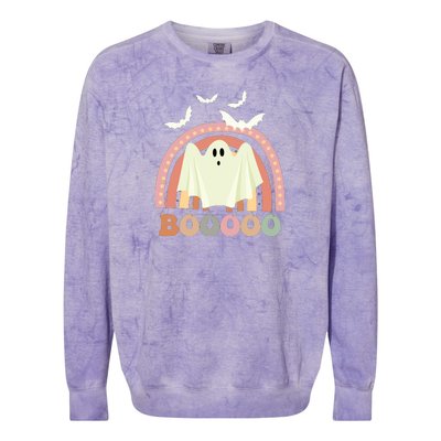 Funny Halloween Cute Ghost Retro Rainbow Spooky Colorblast Crewneck Sweatshirt