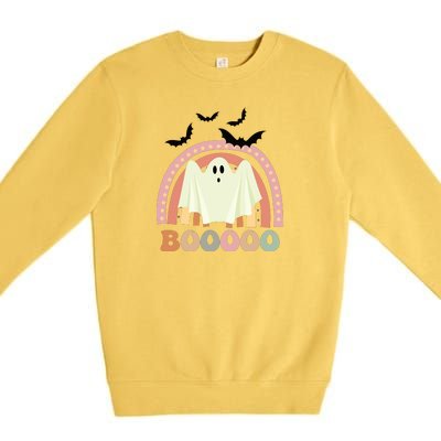 Funny Halloween Cute Ghost Retro Rainbow Spooky Premium Crewneck Sweatshirt