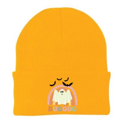 Funny Halloween Cute Ghost Retro Rainbow Spooky Knit Cap Winter Beanie