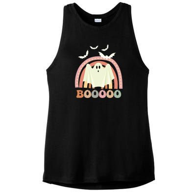 Funny Halloween Cute Ghost Retro Rainbow Spooky Ladies PosiCharge Tri-Blend Wicking Tank