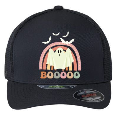 Funny Halloween Cute Ghost Retro Rainbow Spooky Flexfit Unipanel Trucker Cap