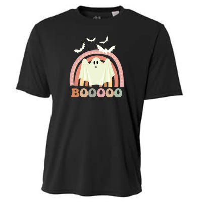 Funny Halloween Cute Ghost Retro Rainbow Spooky Cooling Performance Crew T-Shirt