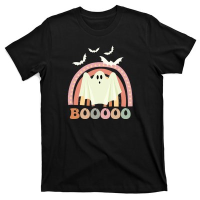 Funny Halloween Cute Ghost Retro Rainbow Spooky T-Shirt