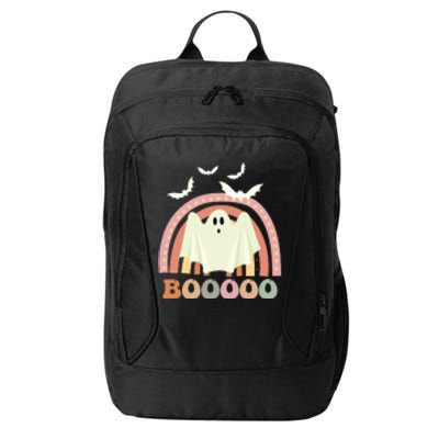 Funny Halloween Cute Ghost Retro Rainbow Spooky City Backpack