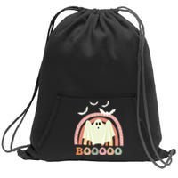 Funny Halloween Cute Ghost Retro Rainbow Spooky Sweatshirt Cinch Pack Bag