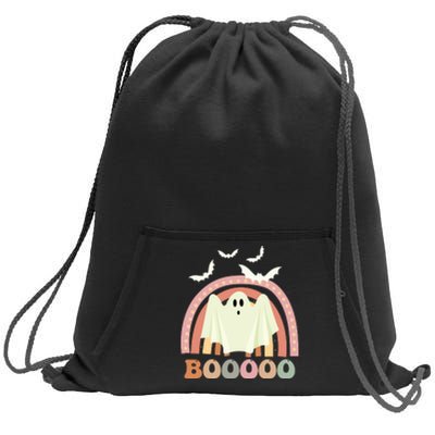 Funny Halloween Cute Ghost Retro Rainbow Spooky Sweatshirt Cinch Pack Bag