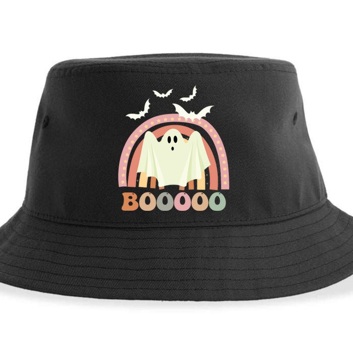 Funny Halloween Cute Ghost Retro Rainbow Spooky Sustainable Bucket Hat