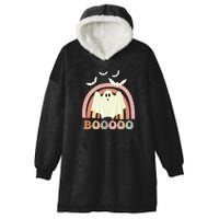 Funny Halloween Cute Ghost Retro Rainbow Spooky Hooded Wearable Blanket